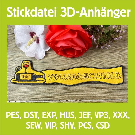 Stickdatei 3D-Anhänger Vollrauschheld