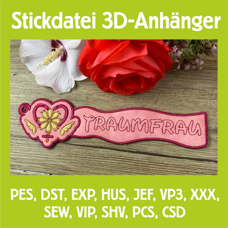 Stickdatei 3D-Anhänger Traumfrau
