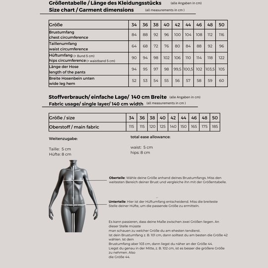 Schnittmuster Hose mit Ebenen, elegante Hose, Bügelfalten, Paspeltaschen