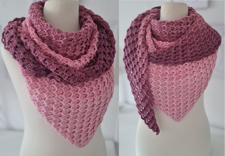 Triangular scarf "Cool Waves" Crochet Pattern