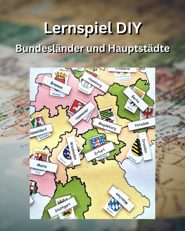 Bundesländer &amp; Hauptstädte Lernspiel – DIY Bastelanleitung zum Ausdrucken