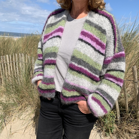 Strickanleitung Bunter Streifen-Cardigan Xenia Größe 36 – 48 Damen