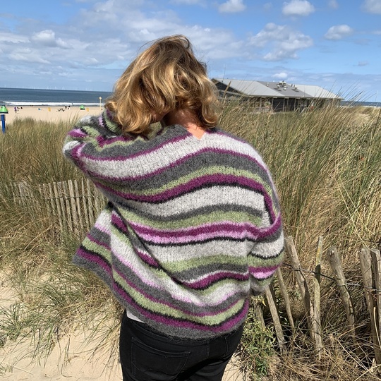 Strickanleitung Bunter Streifen-Cardigan Xenia Größe 36 – 48 Damen