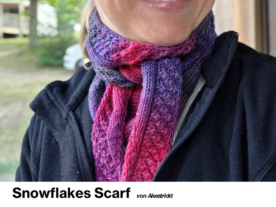 knitting pattern: Snowflakes Scarf - Mini Scarf, Stola, Shawl, neck warmer