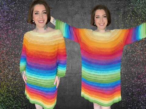 Häkelanleitung Kuschelkleid "COZY RAINBOW"