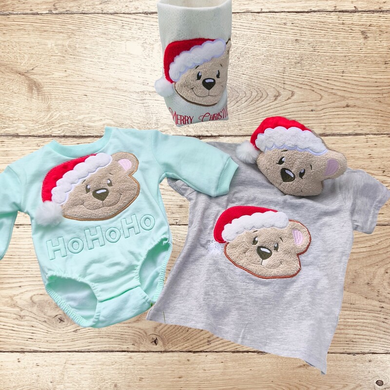 Stickdatei Teddy Bär Weihnachten Applikation in 5 Größen Maschinenstickerei