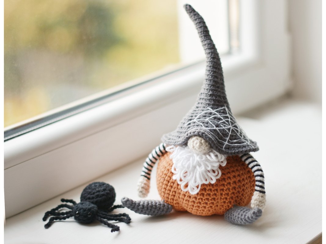 Halloween Wichtel &amp; Spinne – Häkelanleitung Amigurumi Kürbis PDF