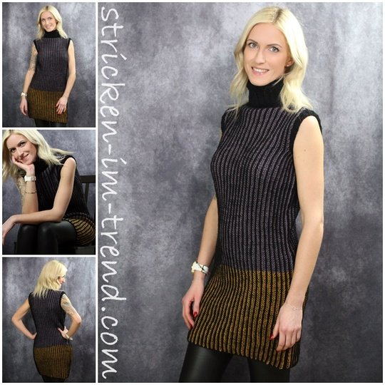 Knitting Pattern for a Sleeveless Dress in 3 Colors | Dress ItalyWool #2