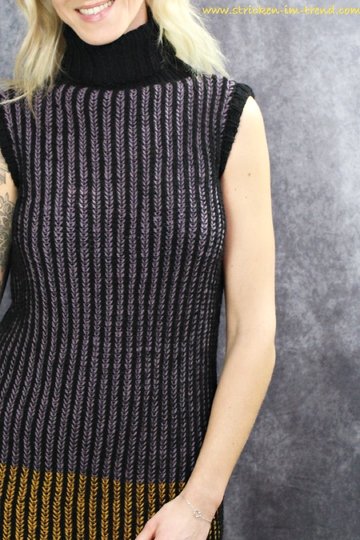 Knitting Pattern for a Sleeveless Dress in 3 Colors | Dress ItalyWool #2