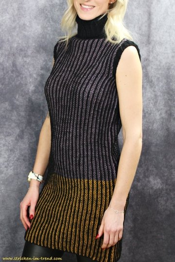 Knitting Pattern for a Sleeveless Dress in 3 Colors | Dress ItalyWool #2