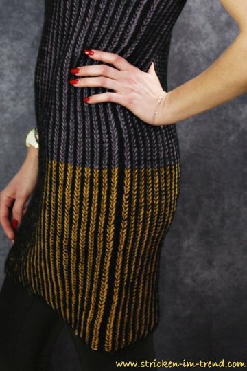 Knitting Pattern for a Sleeveless Dress in 3 Colors | Dress ItalyWool #2