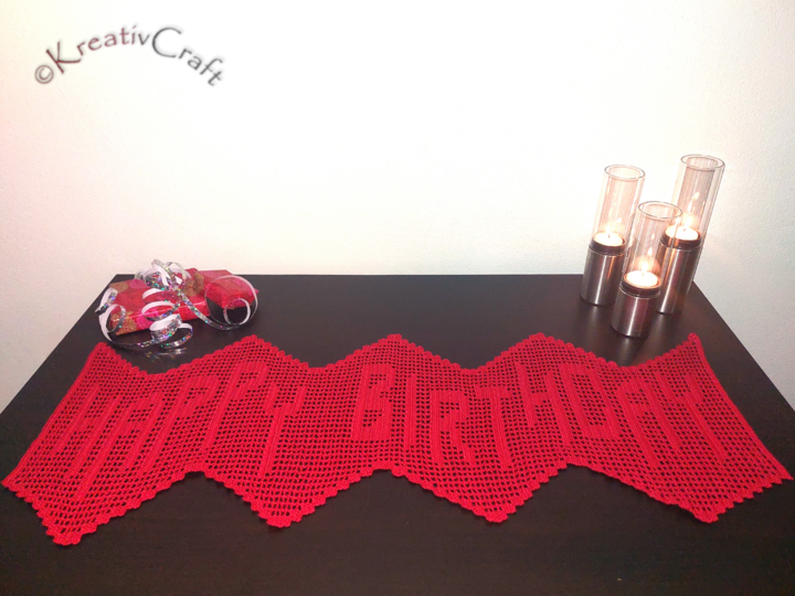 Tischband Happy Birthday – Häkelanleitung