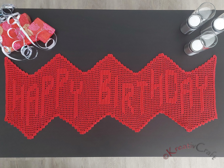 Tischband Happy Birthday – Häkelanleitung