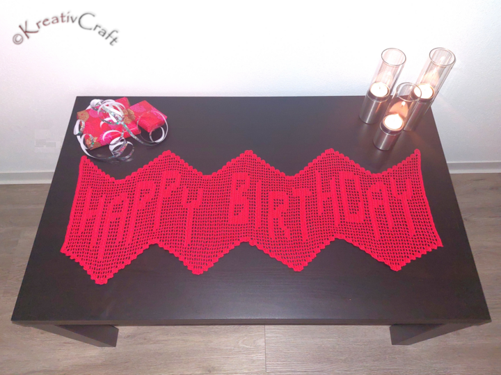 Tischband Happy Birthday – Häkelanleitung