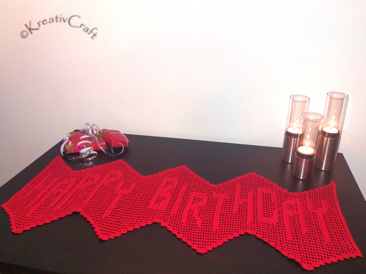 Tischband Happy Birthday – Häkelanleitung