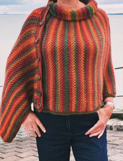 Poncho "Haltmichwarm" für kalte Tage
