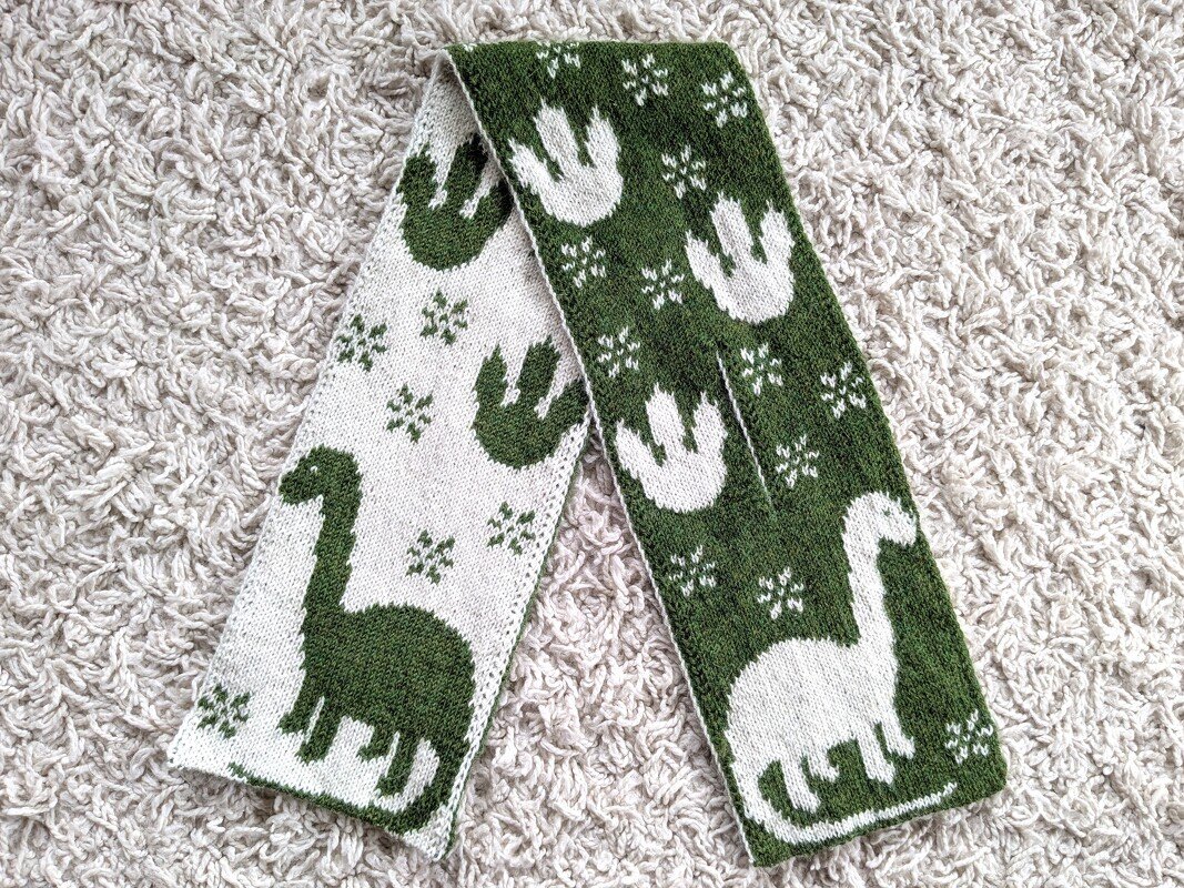 Steckschal "Spuren im Schnee" - Doubleface Strickanleitung