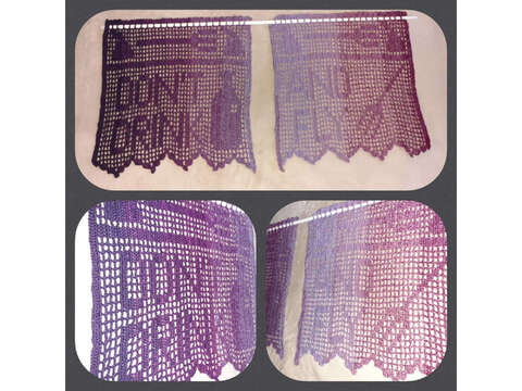 Halloween-Bistro-Häkelgardine mit Motiv - Don't drink and fly