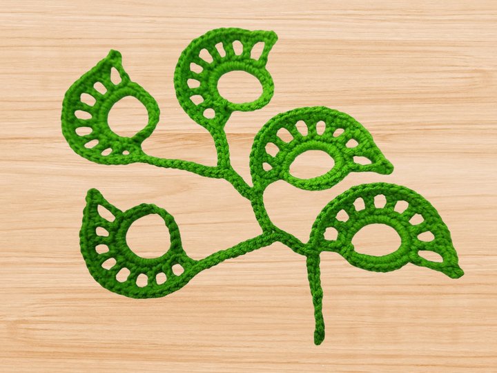 Crochet Leaves Branch Pattern PDF + Video Tutorial for Beginners