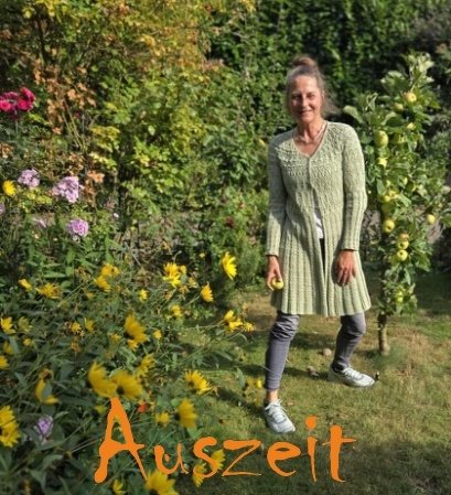 Auszeit Häkelanleitung für eine RVO Jacke mit V-Ausschnitt