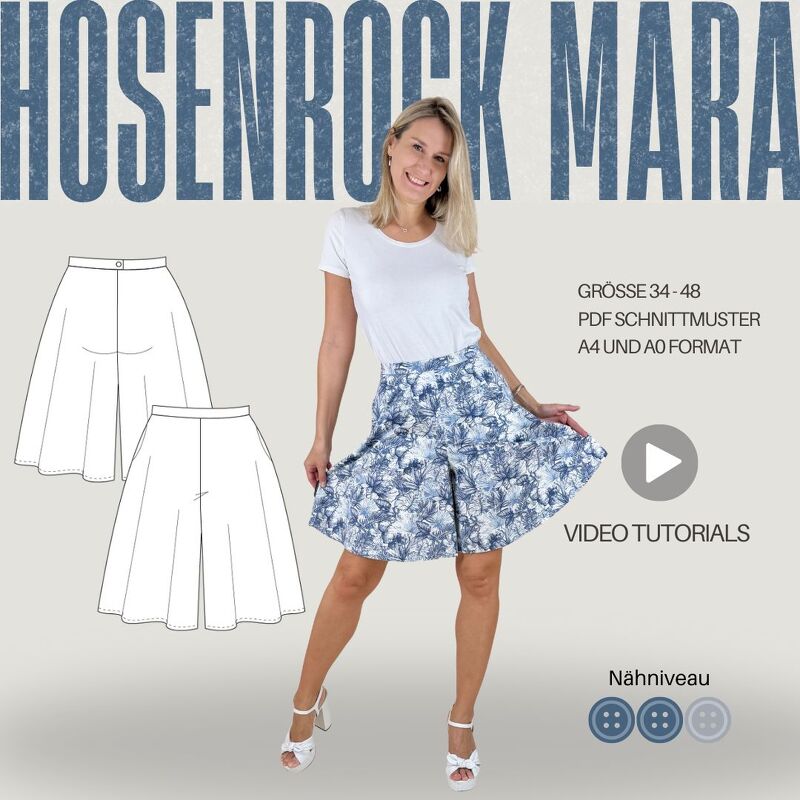 Schnittmuster Hosenrock MARA - mit Naht-Taschen | Gr. 34–48