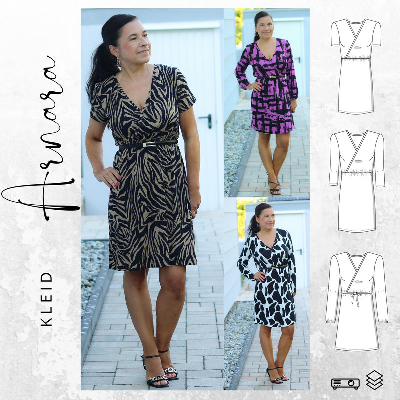 Schnittmuster PDF Ebook Kleid ARNARA Gr. 34-54