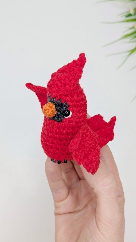 Crochet bird pattern, amigurumi red cardinal, crochet keychain pattern - Image 7