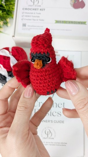 Crochet bird pattern, amigurumi red cardinal, crochet keychain pattern