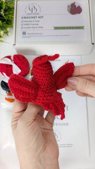 Crochet bird pattern, amigurumi red cardinal, crochet keychain pattern