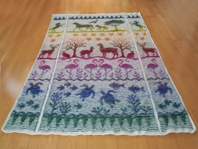 Illusionsstricken Patchworkdecke Randstreifen - Bild 3