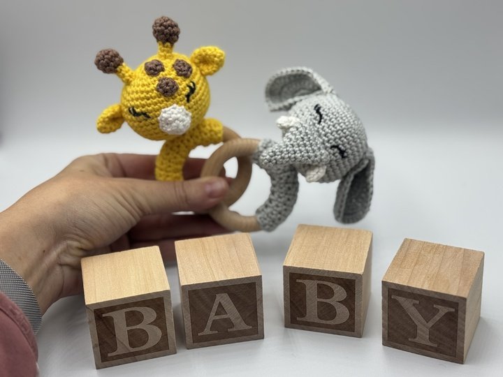 Häkelanleitung - Beißring Elefant & Giraffe