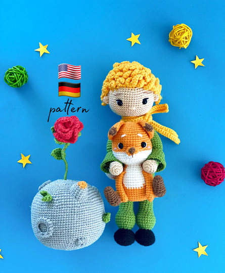 Little Prince Crochet Doll Pattern: Amigurumi Fox and Asteroid (PDF Pattern