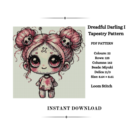 Dreadful Darling I Beaded Tapestry Pattern