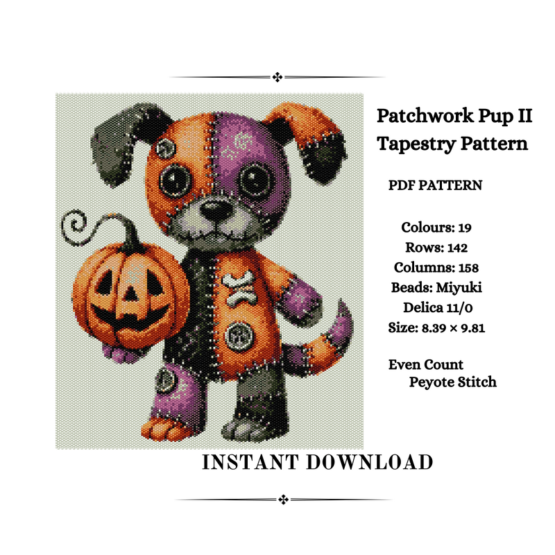 Patchwork Pup II Beaded Tapestry Pattern