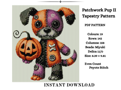 Patchwork Pup II Beaded Tapestry Pattern