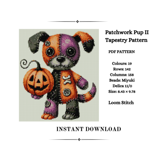 Patchwork Pup II Beaded Tapestry Pattern