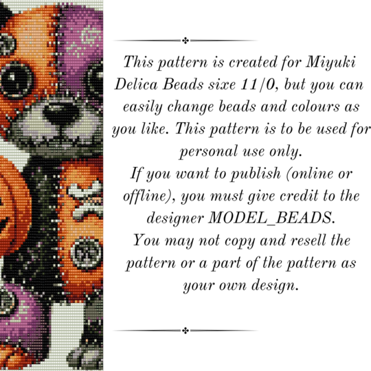 Patchwork Pup II Beaded Tapestry Pattern