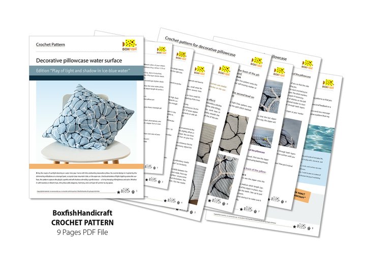 Crochet pattern for designer pillowcase with water surface pattern