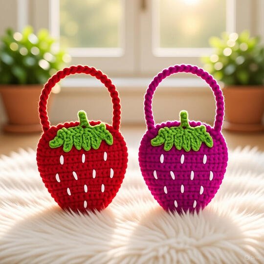 Crochet Strawberry Bag Pattern – PDF Download + Video Tutorial