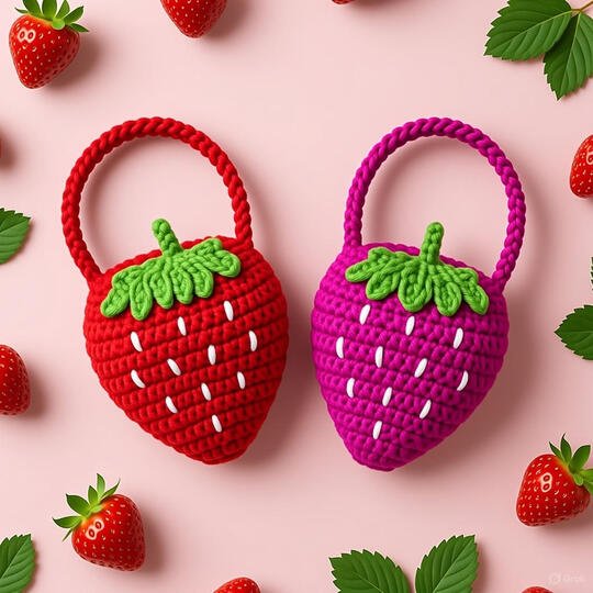 Crochet Strawberry Bag Pattern – PDF Download + Video Tutorial