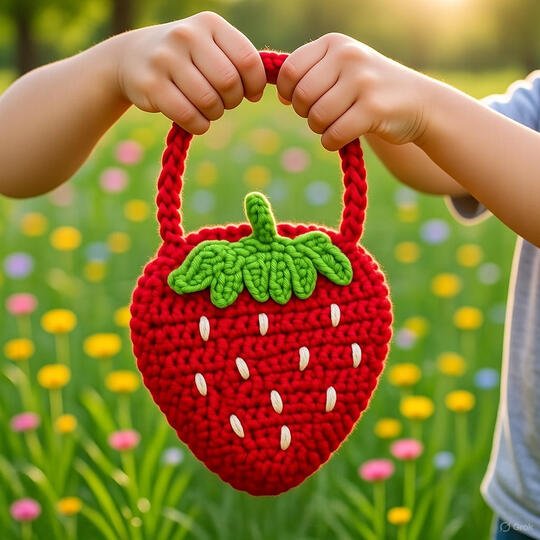 Crochet Strawberry Bag Pattern – PDF Download + Video Tutorial
