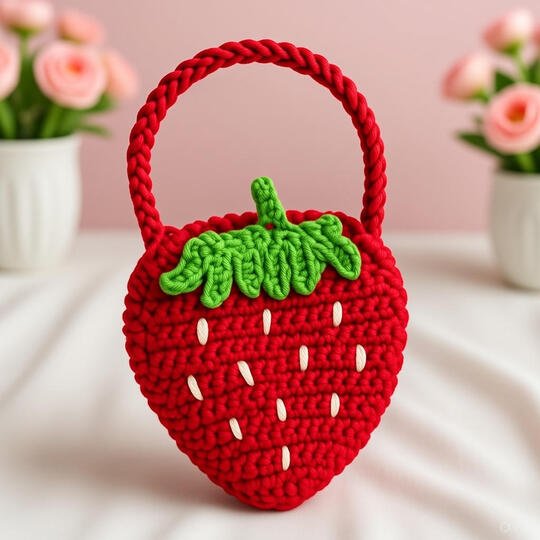 Crochet Strawberry Bag Pattern – PDF Download + Video Tutorial