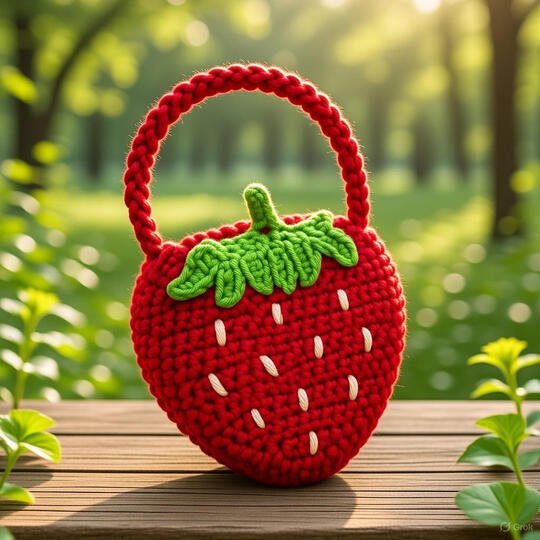 Crochet Strawberry Bag Pattern – PDF Download + Video Tutorial