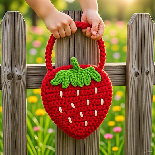 Crochet Strawberry Bag Pattern – PDF Download + Video Tutorial
