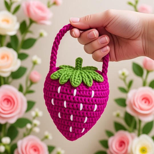 Crochet Strawberry Bag Pattern – PDF Download + Video Tutorial