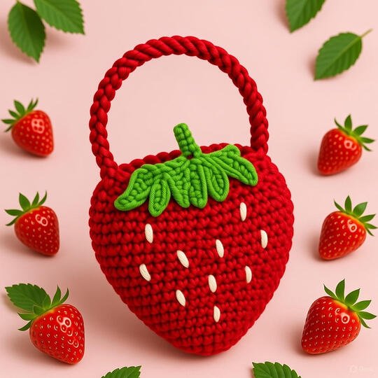 Crochet Strawberry Bag Pattern – PDF Download + Video Tutorial