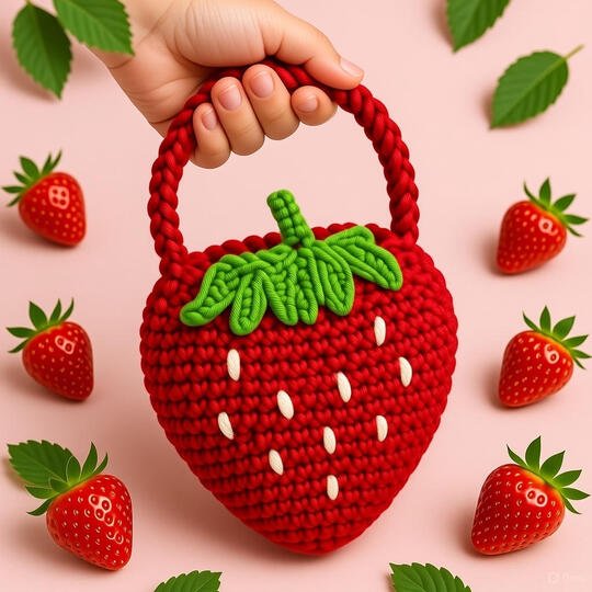 Crochet Strawberry Bag Pattern – PDF Download + Video Tutorial