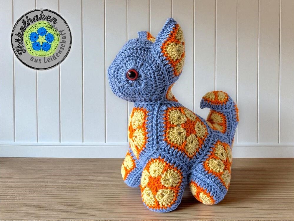Crochet Pattern Cat – African Flowers Amigurumi (PDF)
