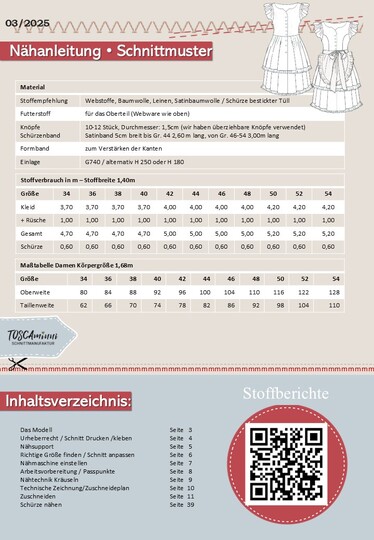 Schnittmuster Dirndl Fleur Gr. 34-54 - Leinenkleid