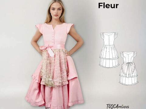 Schnittmuster Dirndl Fleur Gr. 34-54 - Leinenkleid